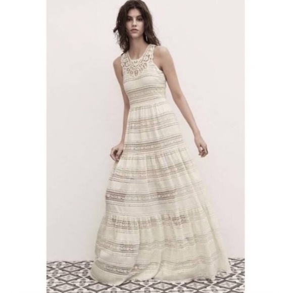 Eliza J Lace Maxi Dress Petite 6 Ivory 